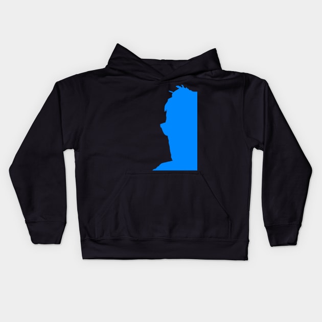 Half a guy facing left silhouetted blue. Kids Hoodie by TeachUrb